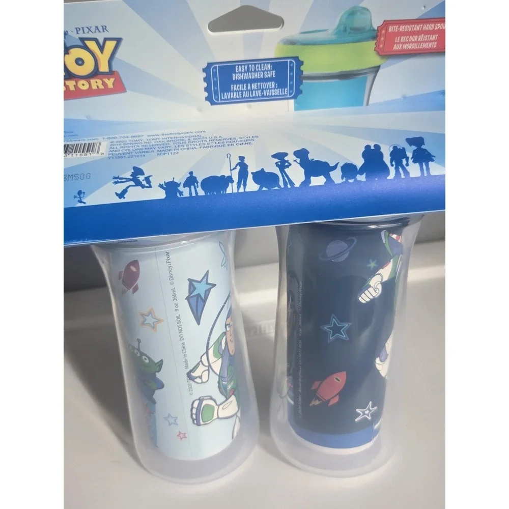 Disney Toy Story Sippy Cups 2pk Insulated Buzz Lightyear Aliens‎ DropGuard NEW